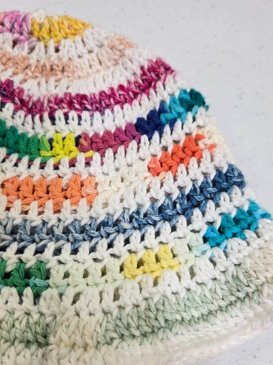 Scrap Crochet Bucket Hat: Multicolor Cotton Summer Beanie main image 5